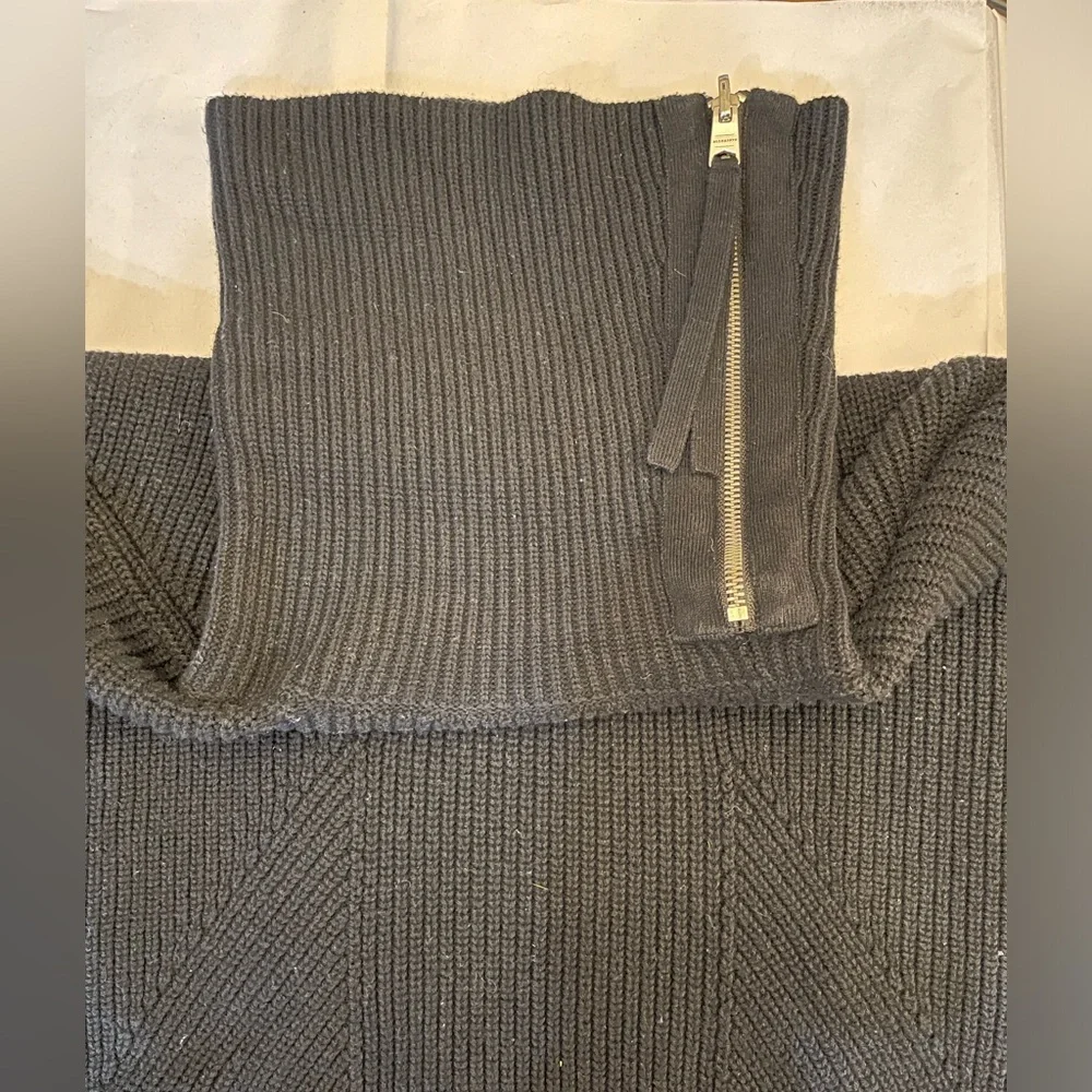 AllSaints black zip funnel neck wool blend sweater - Picture 7 of 10
